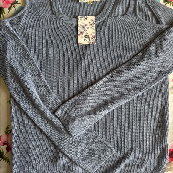Pink Republic Tops - Pink Republic Periwinkle Ribbed Long-Sleeve Sweater